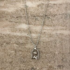 925 Sterling Silver Rose Necklace Rose Pendant Necklace Flower Necklace